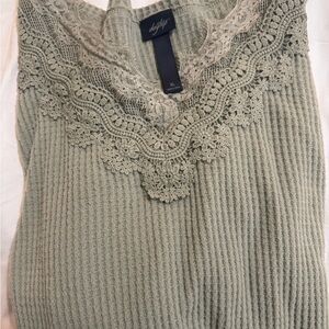 Daytrip Lace Trim Ribbed Camisole - Sage